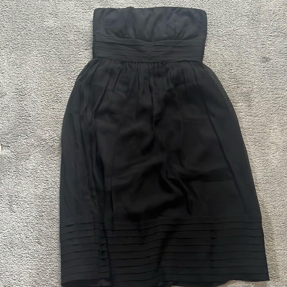 J crew 100% silk juliet chiffon strapless dress in black